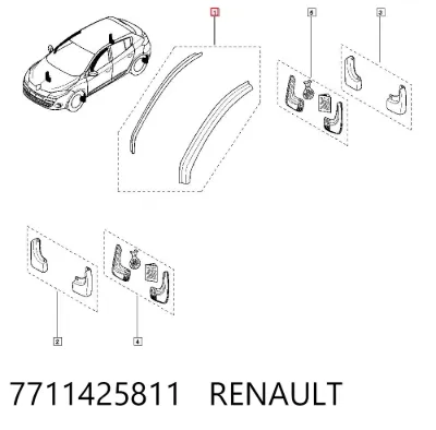 Дефлектор окон на стекло двери, комплект 2 шт RENAULT 7711425811