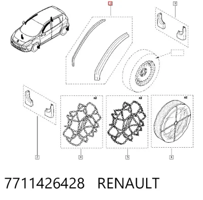 Дефлектор окон на стекло двери, комплект 2 шт RENAULT 7711426428