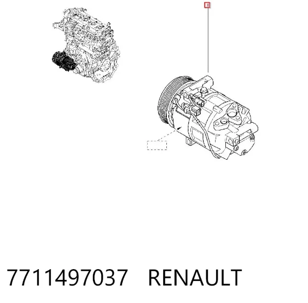 Компрессор кондиционера 7711497037 Renault (RVI)