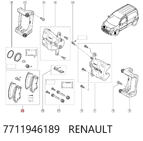Передние тормозные колодки 7711946189 Renault (RVI)