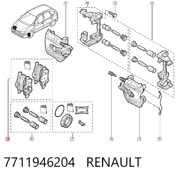 Передние тормозные колодки 7711946204 Renault (RVI)
