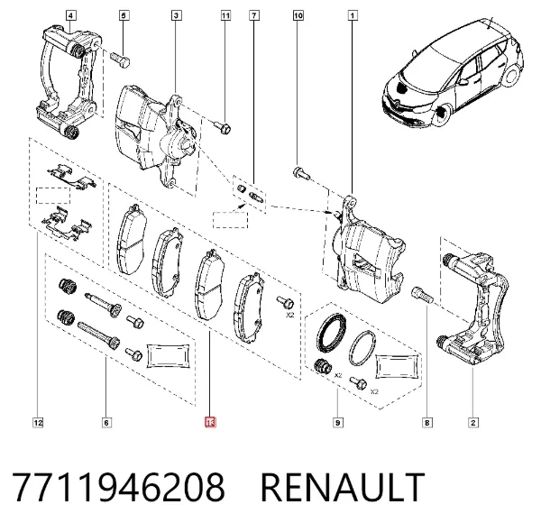 Передние тормозные колодки 7711946208 Renault (RVI)