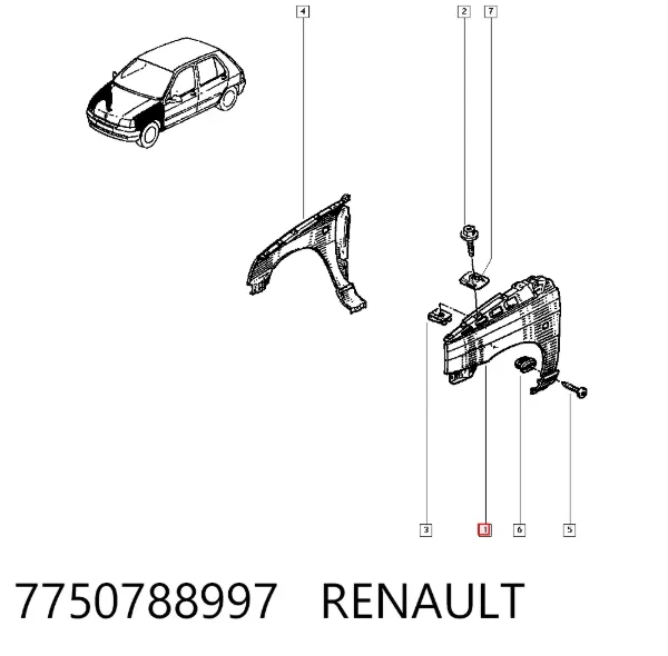 Крыло переднее левое 7750788997 Renault (RVI)