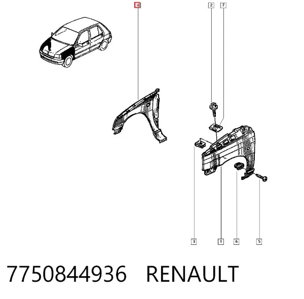 Крыло переднее правое 7750844936 Renault (RVI)