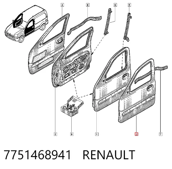 Дверь передняя левая 7751468941 Renault (RVI)