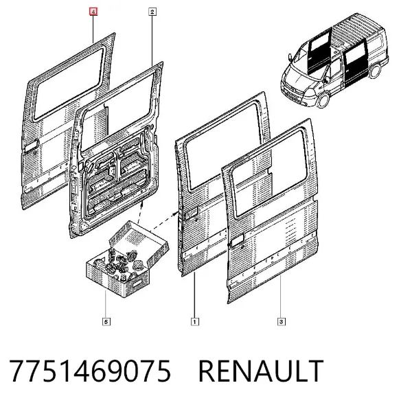 Дверь боковая (сдвижная) правая 7751469075 Renault (RVI)