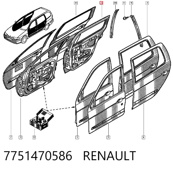 Дверь задняя правая Renault Megane I