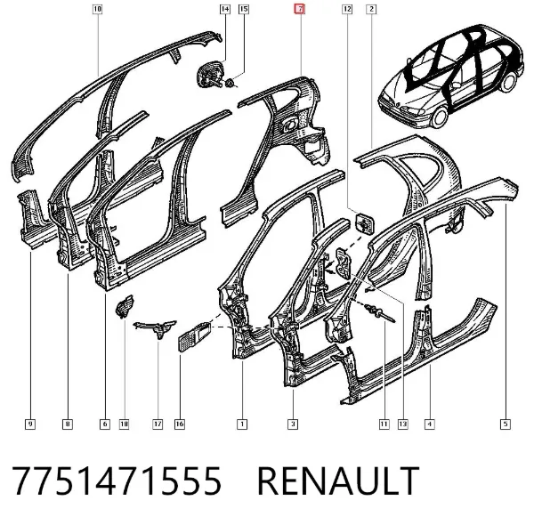 Крыло заднее правое 7751471555 Renault (RVI)