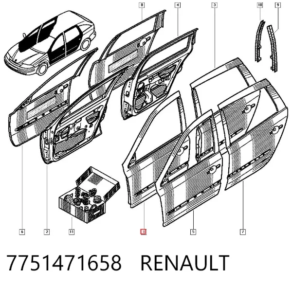 Дверь передняя левая 7751471658 Renault (RVI)