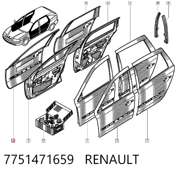 Дверь передняя правая Renault Laguna II