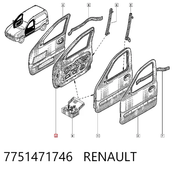 Дверь передняя правая 7751471746 Renault (RVI)