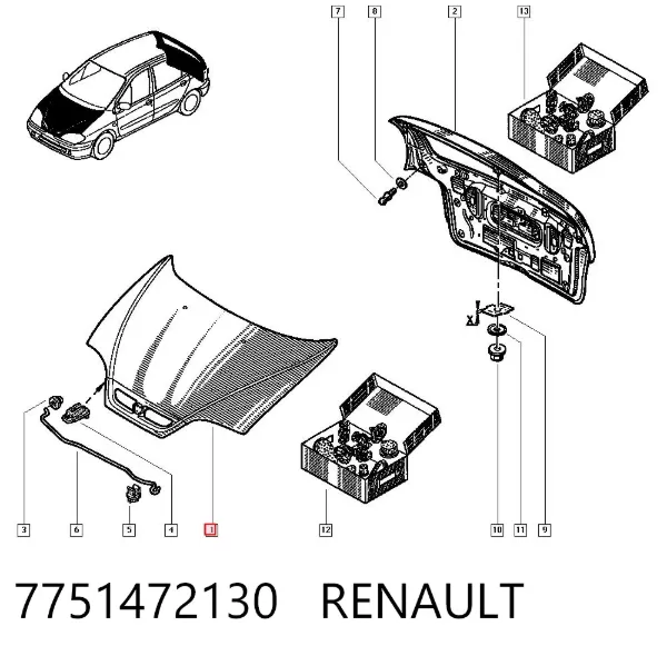 Капот 7751472130 Renault (RVI)