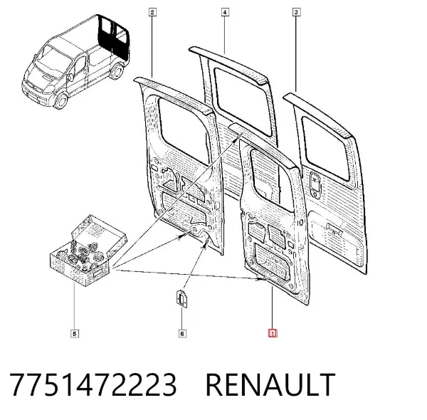 Дверь фургона задняя распашная левая 7751472223 Renault (RVI)