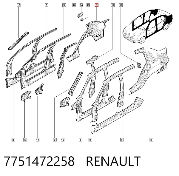 Крыло заднее правое 7751472258 Renault (RVI)