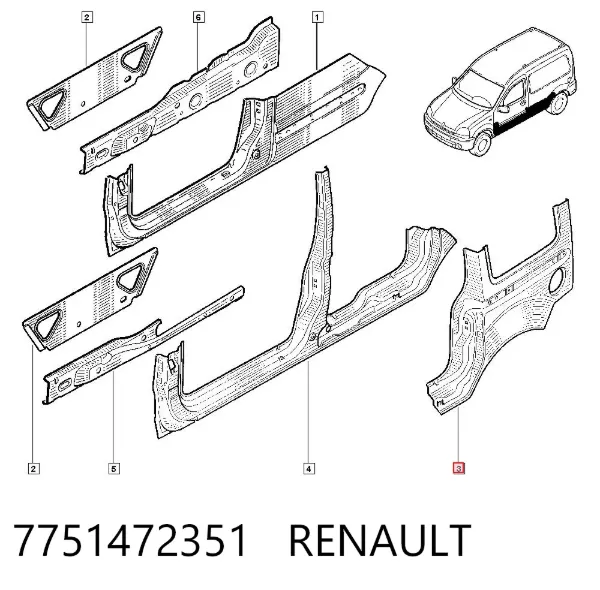 Крыло заднее левое 7751472351 Renault (RVI)