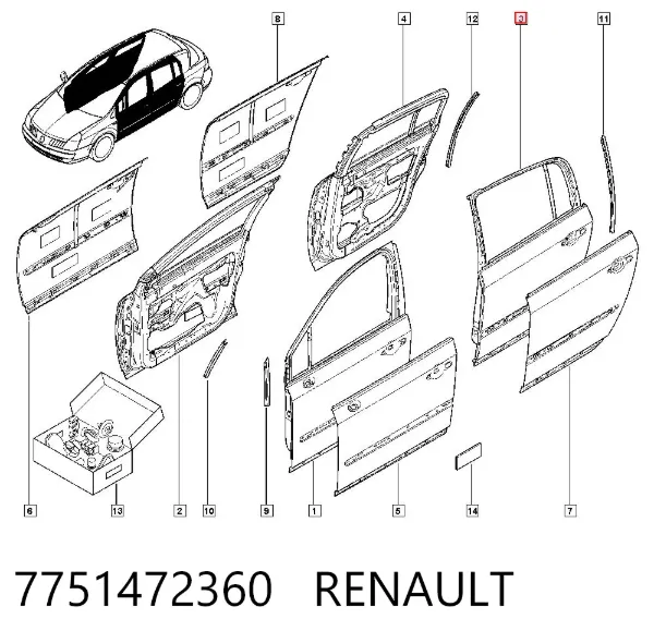 Дверь задняя левая 7751472360 Renault (RVI)