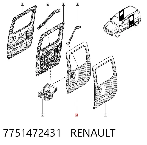 Дверь боковая (сдвижная) левая 7751472431 Renault (RVI)