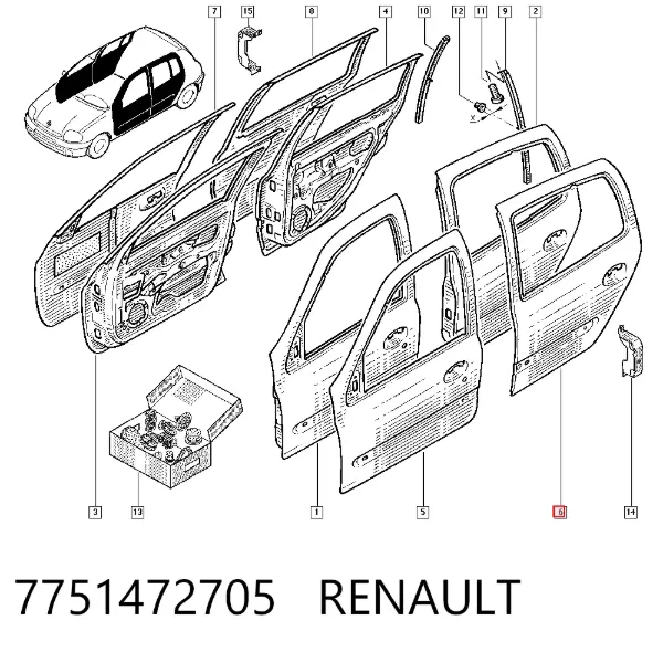 Дверь задняя левая 7751472705 Renault (RVI)