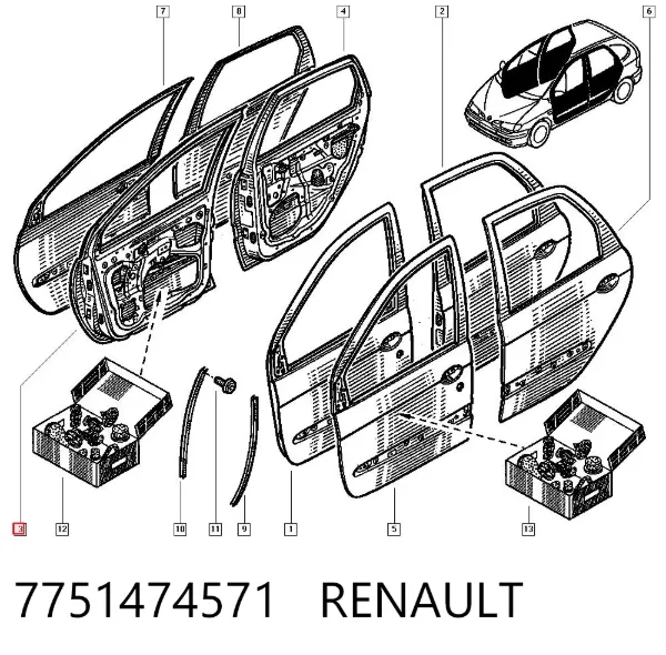 Дверь передняя правая Renault Scenic I