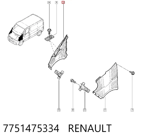 Крыло переднее правое 7751475334 Renault (RVI)