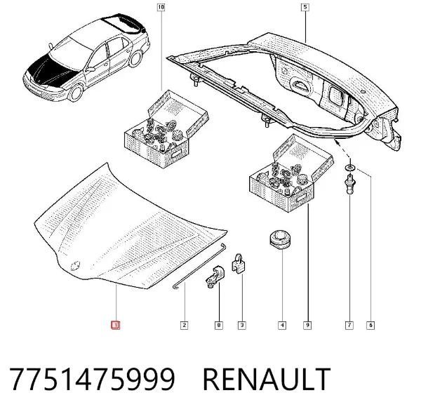 Капот 7751475999 Renault (RVI)
