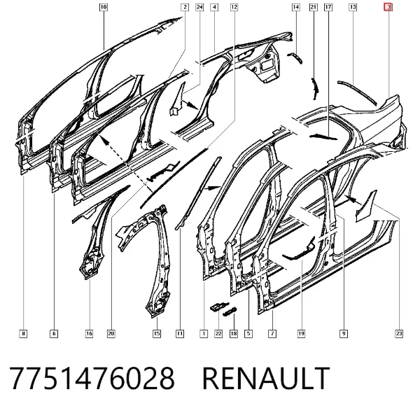 Крыло заднее левое 7751476028 Renault (RVI)
