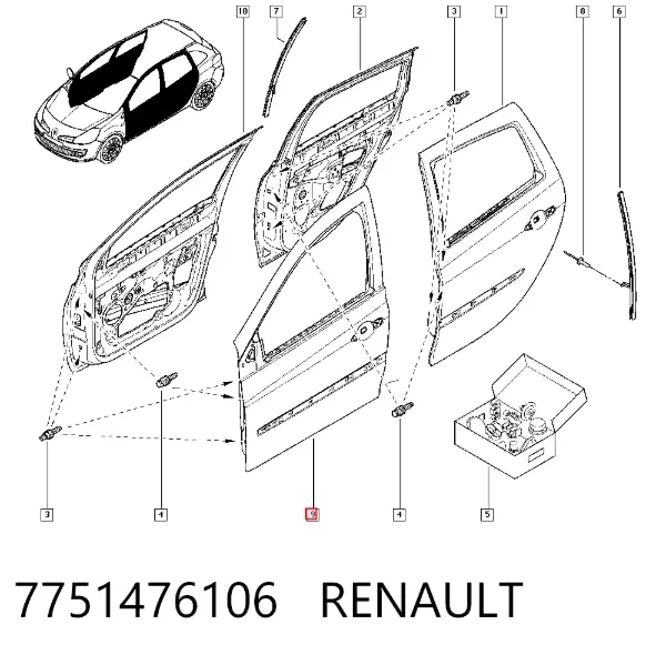Дверь передняя левая 7751476106 Renault (RVI)