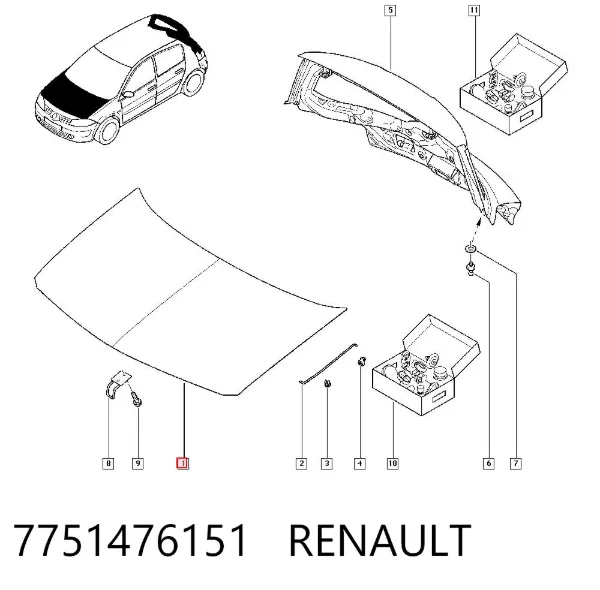 Капот 7751476151 Renault (RVI)