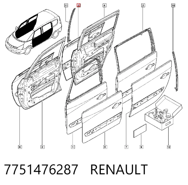 Дверь задняя правая 7751476287 Renault (RVI)