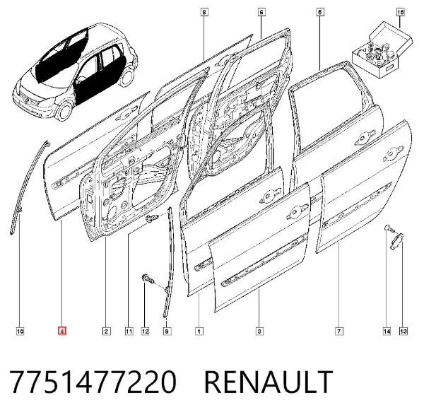 Дверь передняя правая 7751477220 Renault (RVI)
