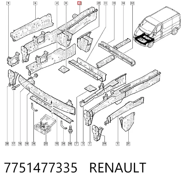 Лонжерон правый 7751477335 Renault (RVI)