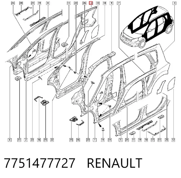 Крыло заднее правое 7751477727 Renault (RVI)