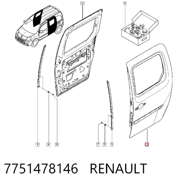 Дверь боковая (сдвижная) левая 7751478146 Renault (RVI)
