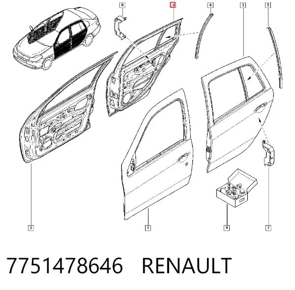 Дверь задняя правая 7751478646 Renault (RVI)