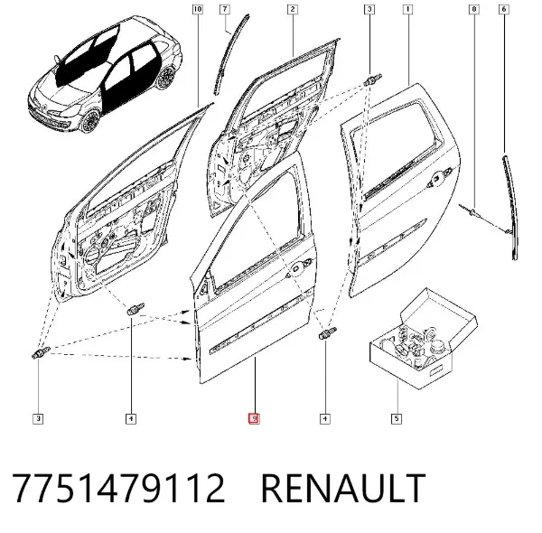Дверь передняя левая Renault Clio III GRANDTOUR