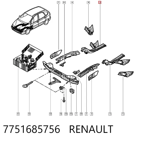 Лонжерон правый 7751685756 Renault (RVI)