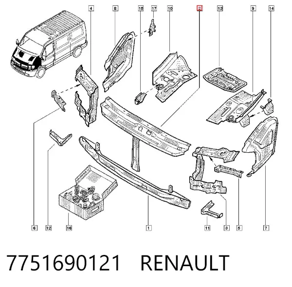 Верхняя рамка радиатора 7751690121 Renault (RVI)
