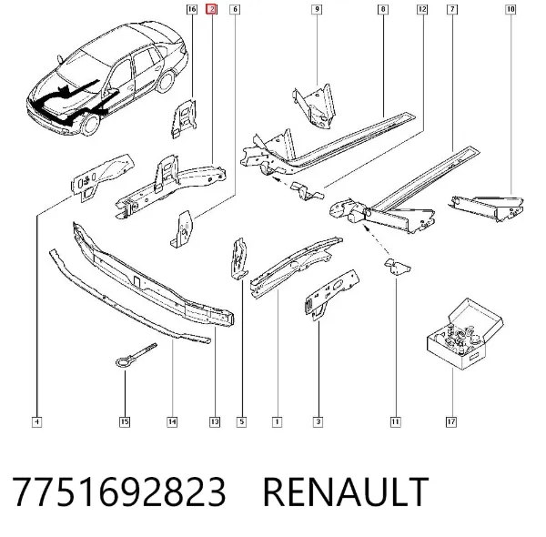 Лонжерон правый 7751692823 Renault (RVI)