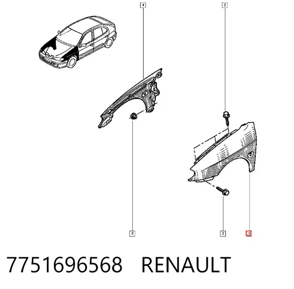 Крыло переднее левое 7751696568 Renault (RVI)