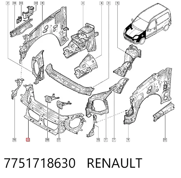Рамка радиатора 7751718630 Renault (RVI)