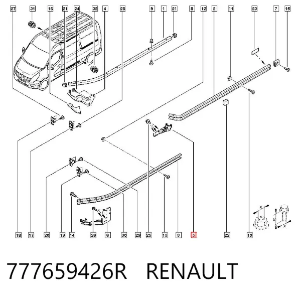 Ролик двери боковой (сдвижной) левый центральный 777659426R Renault (RVI)