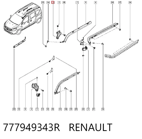 Ролик двери боковой (сдвижной) правый верхний 777949343R Renault (RVI)