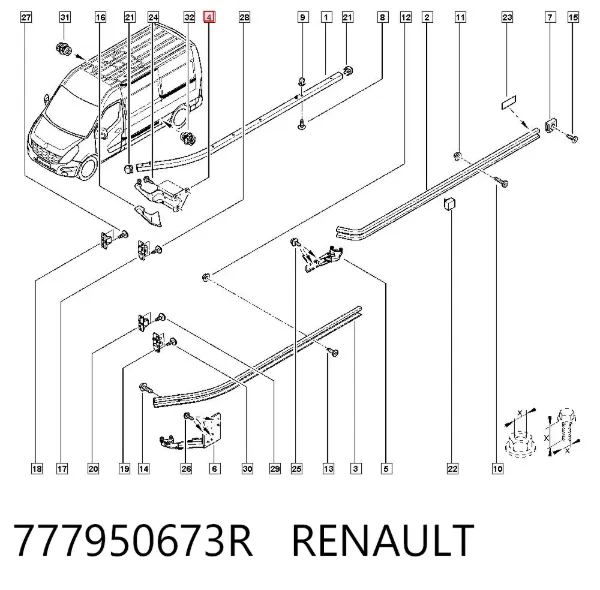 Ролик двери боковой (сдвижной) левый верхний 777950673R Renault (RVI)