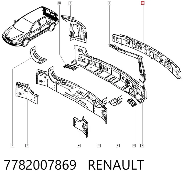 Усилитель заднего бампера 7782007869 Renault (RVI)