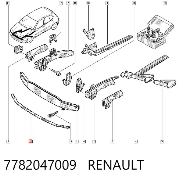 Усилитель переднего бампера 7782047009 Renault (RVI)