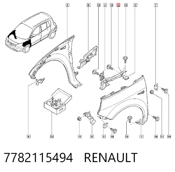 Усилитель крыла переднего левого 7782115494 Renault (RVI)