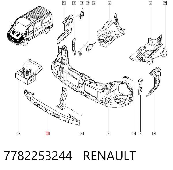 Усилитель переднего бампера 7782253244 Renault (RVI)