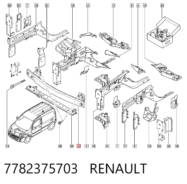 Усилитель переднего бампера 7782375703 Renault (RVI)