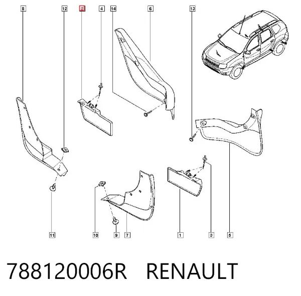 Брызговик задний левый 788120006R Renault (RVI)