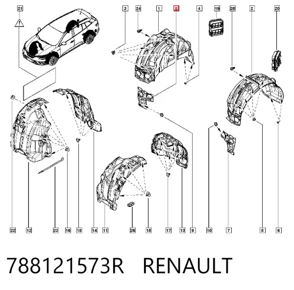 Брызговик задний правый 788121573R Renault (RVI)